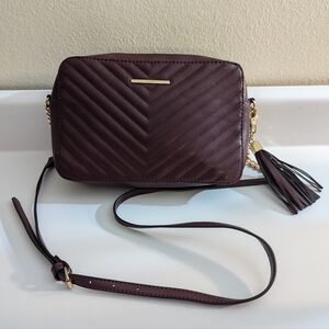 ALDO Maroon Crossbody Bag with Gold Details and Tassel - New